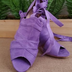 Purple rounded square heel Sandal